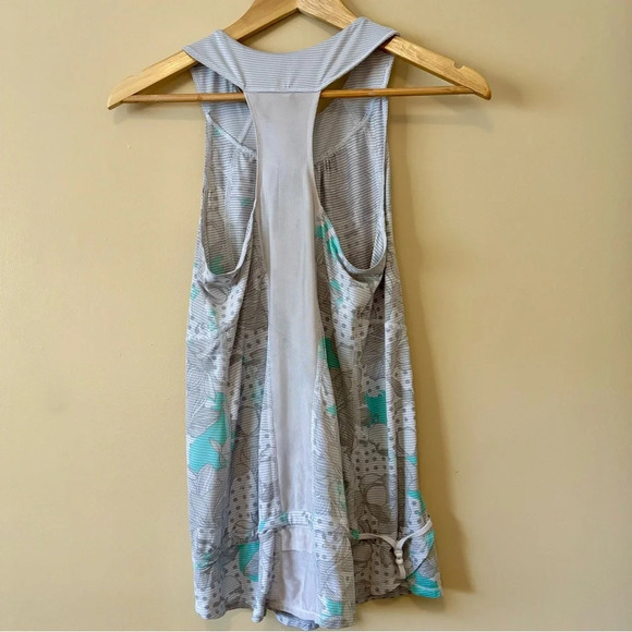 Lululemon| $15| Vintage Racerback Lagoon Checkmate Drawstring Tunic Tank Sz 6 - Picture 5 of 8